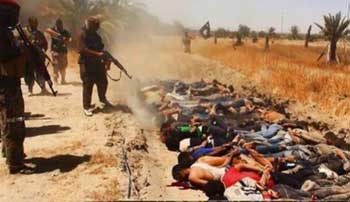 تنظيمداعش الارهابي ينشر صور اعدامات جماعية لمئات الأشخاص ومراقبون يقولون إنه الأفظع منذ اسقاط نظام صدام